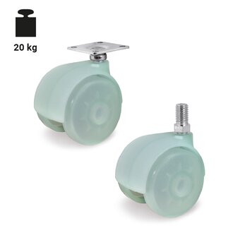 TR-34-A-Ruedas pareadas para mobiliario de polipropileno azulada